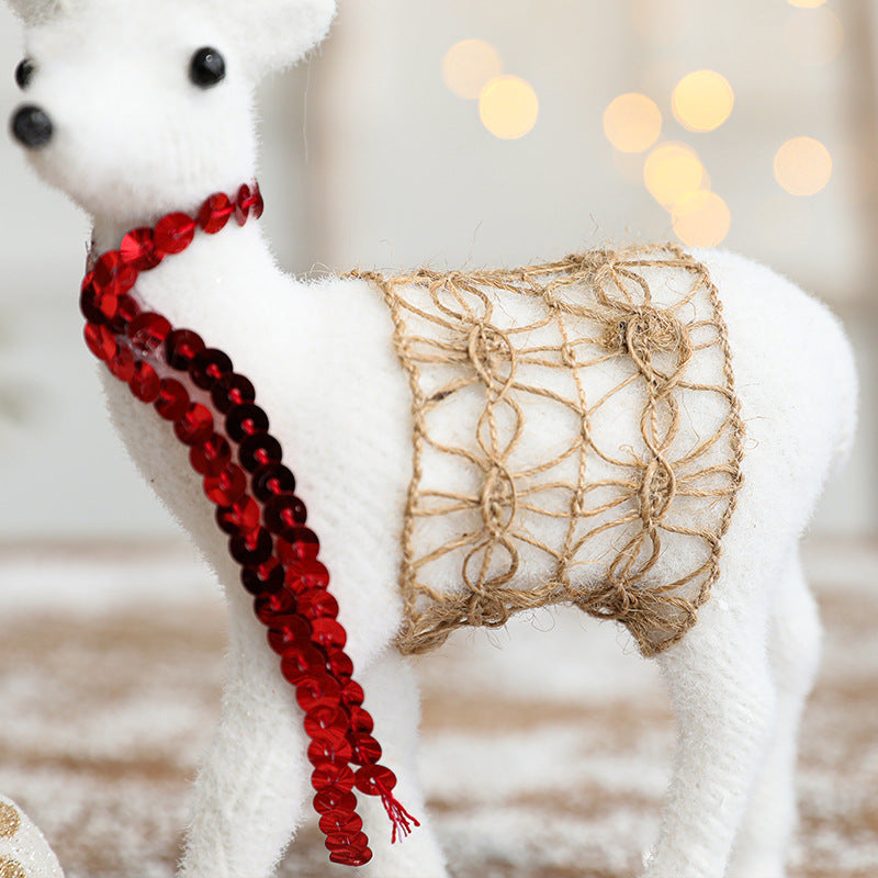 The Fluffy One Gold Bronze Standing Deer Figurines