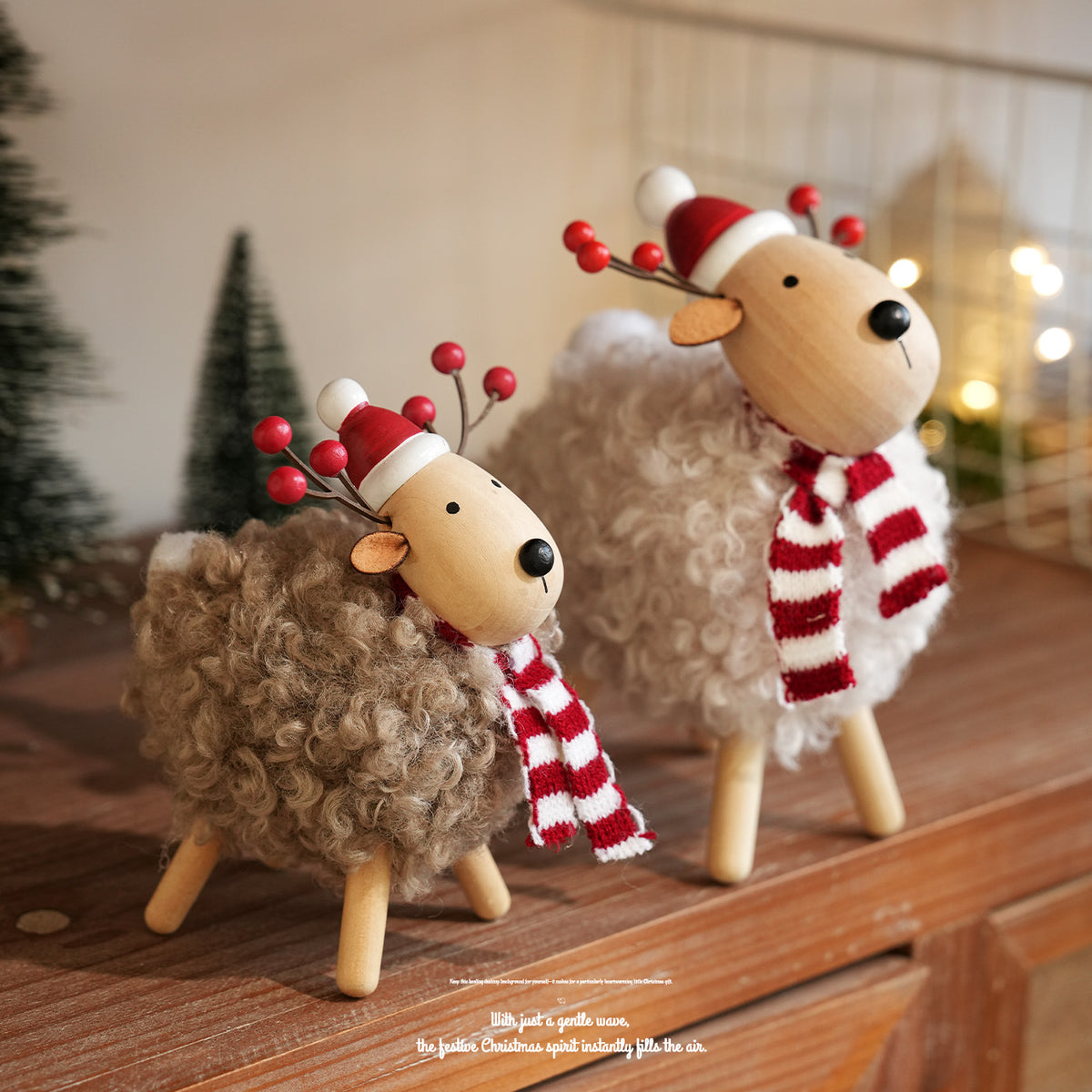 The Fluffy One Plush Sheep Lamb in Santa Hat and Scarf