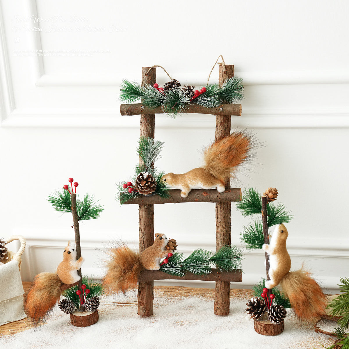 The Fluffy One Wooden Ladder Shelf with Mini Decorations